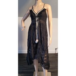Women's Summer Slip Boho Maxi Beach Dress Lace Up Tassel V-Neck Flare Ruffle